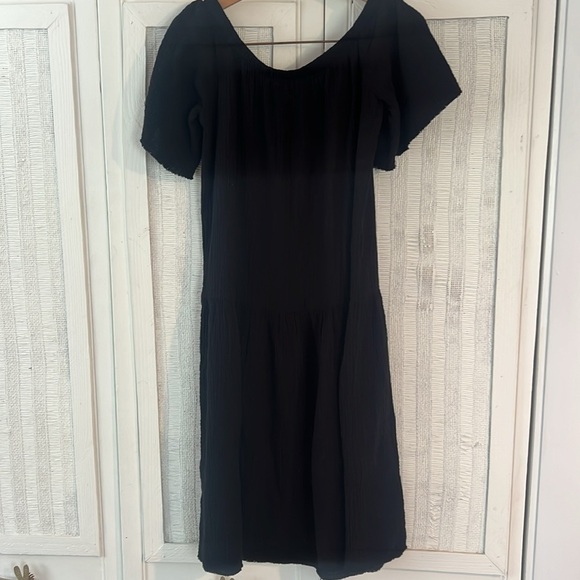 Nation Ltd Black Mariel Off The Shoulder Gauze Dress Raw Hem Beachy size S - Picture 10 of 10